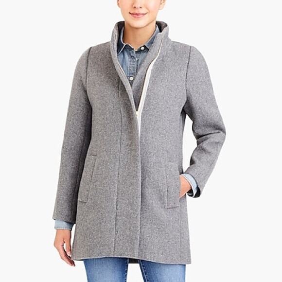 J. Crew Mercantile Classic Wool Cocoon City Coat Womens Size 4 Gray Zip  NWT - Picture 8 of 12
